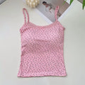 Elegant Lace Flower Print Camis 2024 Y2K Slim Sexy Vest Floral Tops