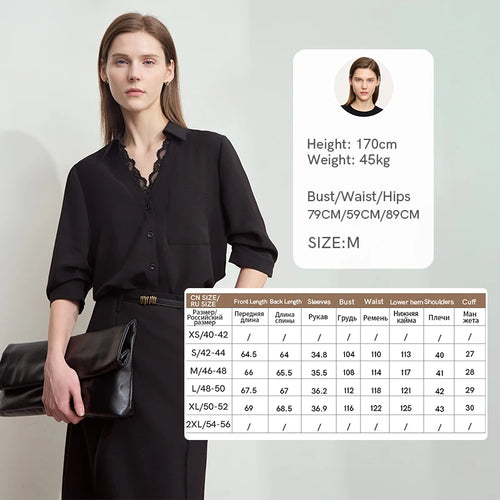 AMII Office Lady Summer Blouses Women 2025 Solid V-neck Five-quarter