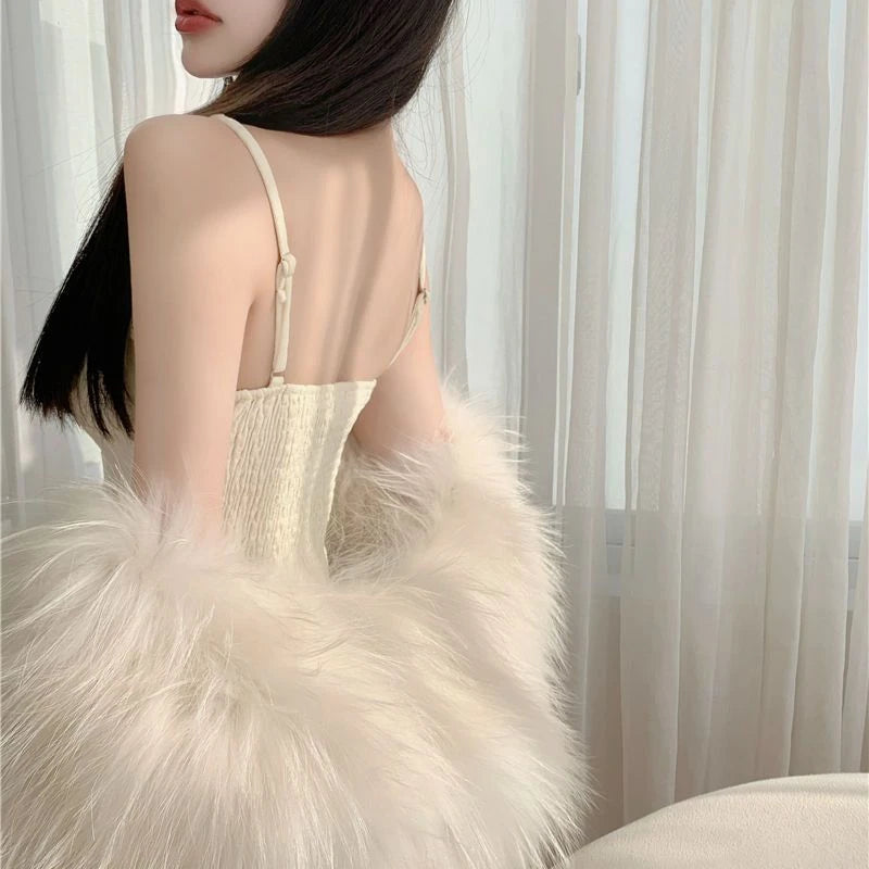 Short Fishbone Top Sexy Slim Fit Suspender Top Winter Lace Bottoming
