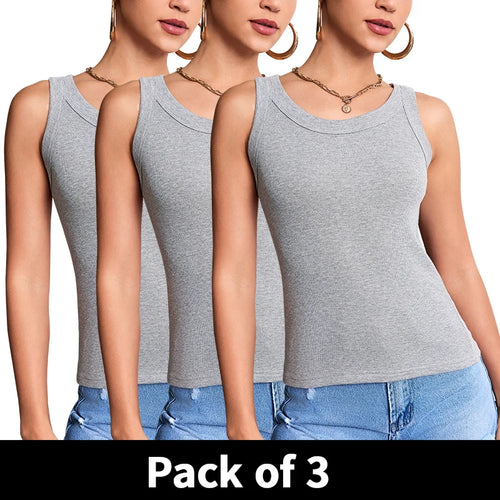 1/3 Pcs Ladies Solid \ Suspender Vest Sexy Round Neck Sleeveless