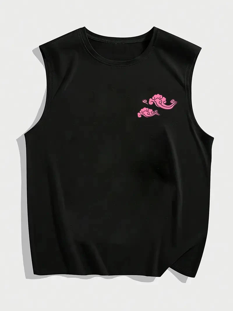 Men's Summer Leisure Sports Fitness Wide Dragon and Letter Pattern