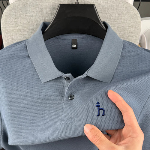 100% pure cotton high-end brand men's short sleeved polo shirt summer
