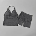 NO LOGO Women's Longline Strappy Backless Gym Top Scrunch Workout Open