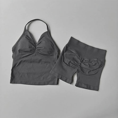 NO LOGO Women's Longline Strappy Backless Gym Top Scrunch Workout Open