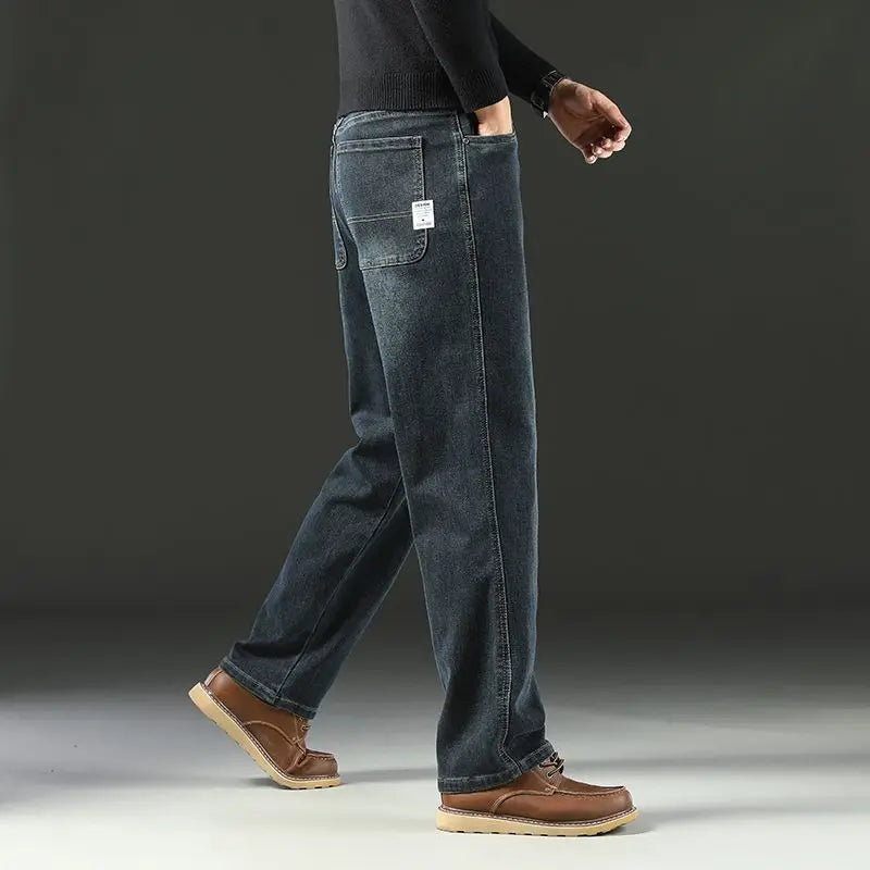 Spring and Autumn Men's Baggy Jeans Casual Straight Stretch Versatile