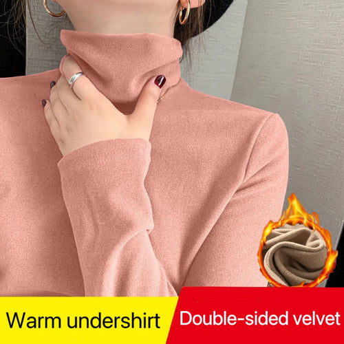 1pcs Women Autumn Winter Thickening Warm Long-sleeved T-shirt Pile