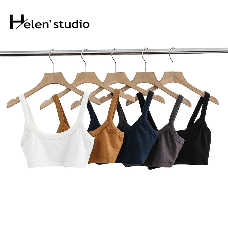 Women's Cotton Crop Top Summer Hot Girl Sleeveless Tank Tops Sexy