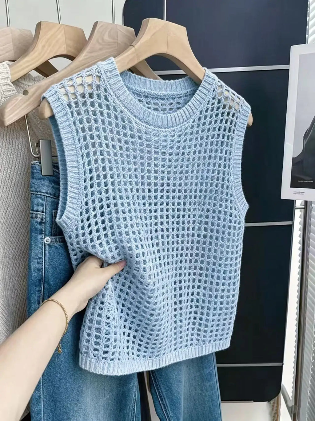 2026 New Women's Summer Knit Openwork Tank Top