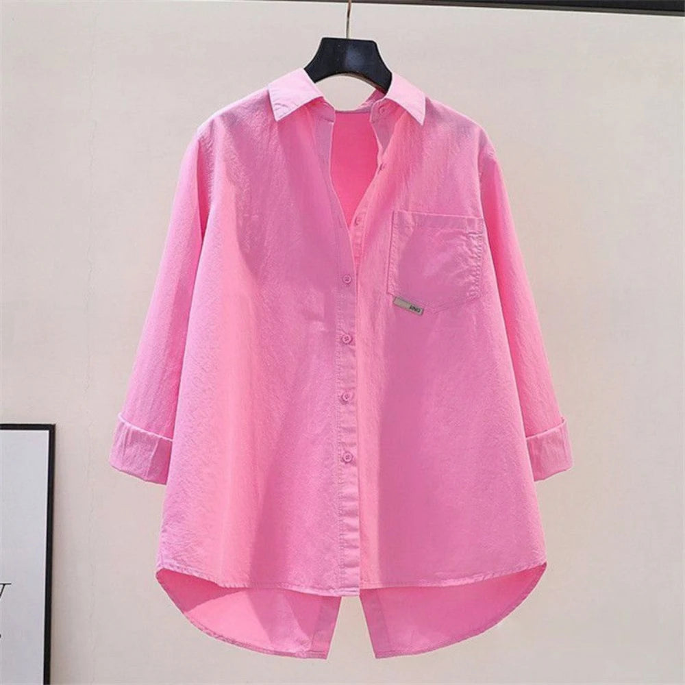 Plus Size Irregular Back Split Casual Elegant All-Match Loose Shirts