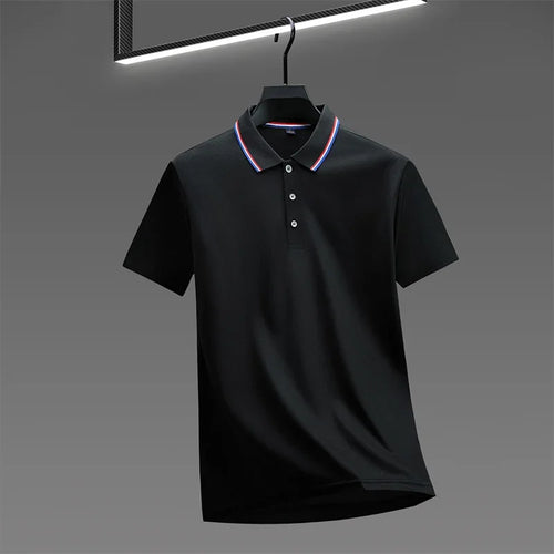 2025 New Men's Casual Solid Color Short Sleeved Polo Shirt Summer