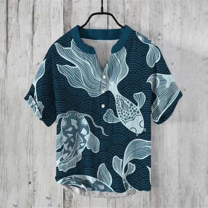 Summer 2024 V-neck Fashion henley shirt Men's Comfortable Henley Shirt