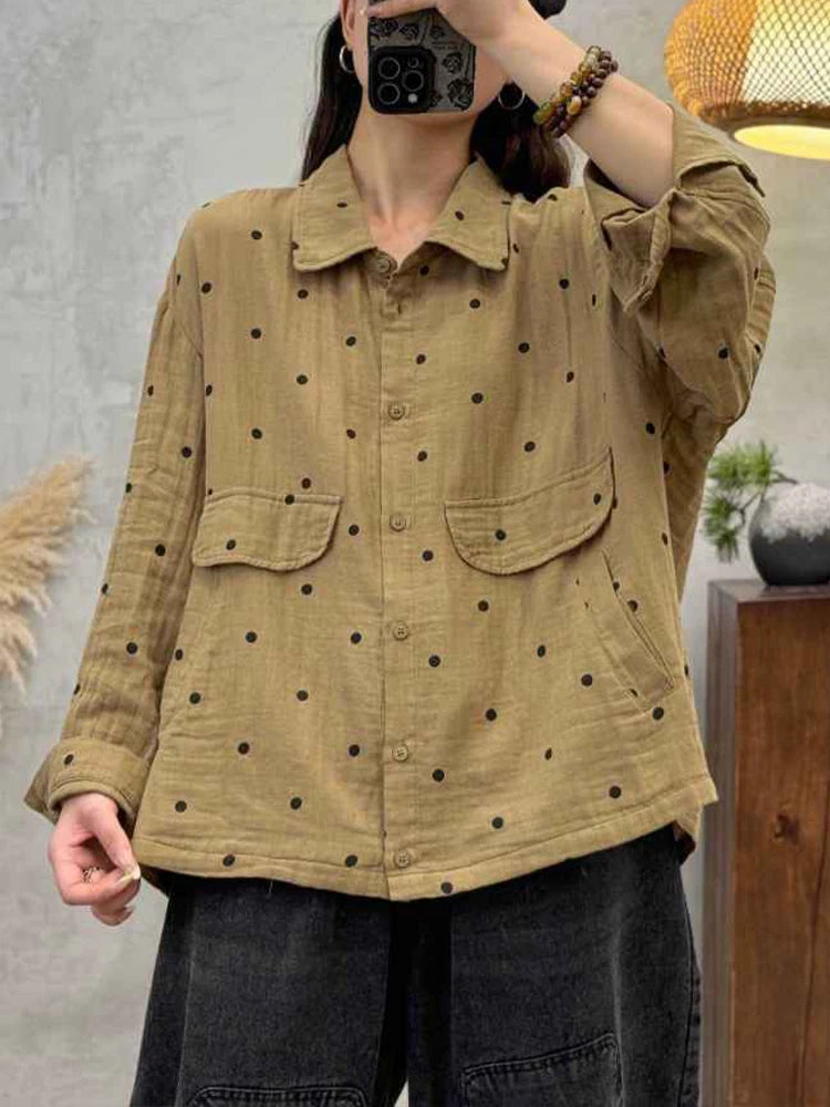 Amax LuluE 2026 Spring Fashion Classic Dot Shirts Womens Japanese