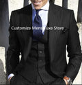 2024 Men Suits Stripe Blazer Wedding Male Groom Tuxedos Suit with