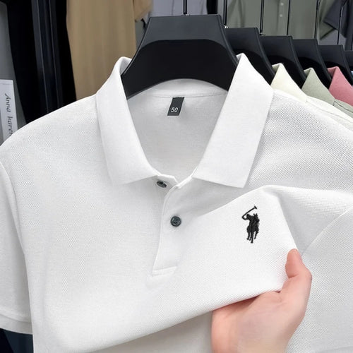 100% pure cotton high-end brand men's short sleeve polo shirt 2026