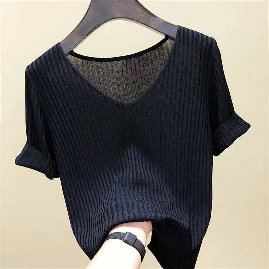 2024 Summer Blouse Women Blusas Mujer De Moda Verano Short Sleeve