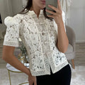 Tuularose Elegant Lace Blouse Women's Summer New Lace Patchwork Slim