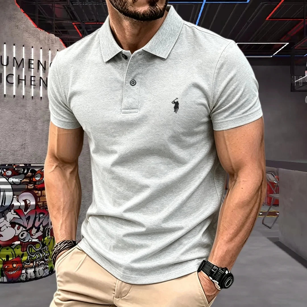 100%polyester fiberhigh-end brand men's short sleeve polo shirt