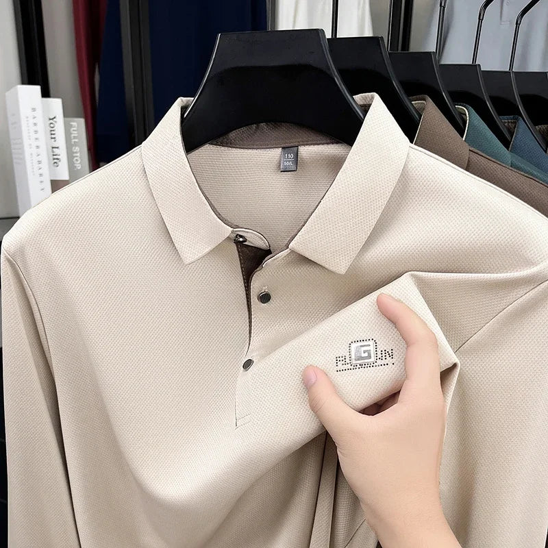 Men's 2026 Business Casual Short Sleeve Polo Shirt Solid Color with