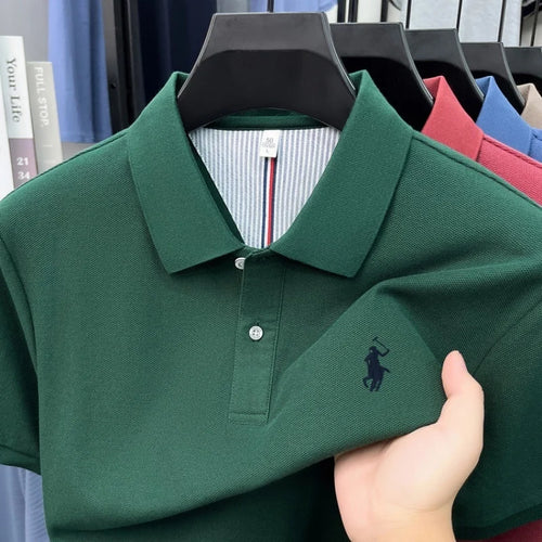 100% pure cotton 2026high-end brand men's short sleeve polo shirt
