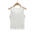 Stacked Double-layer Round Neck Women Sleeveless Cropped Tank Crop