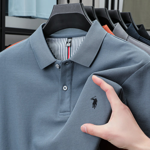 100% pure cotton 2025 summer men's Polo T-shirt high-end designer