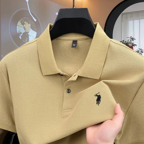 100% pure cotton high-end brand men's short sleeve polo shirt 2026
