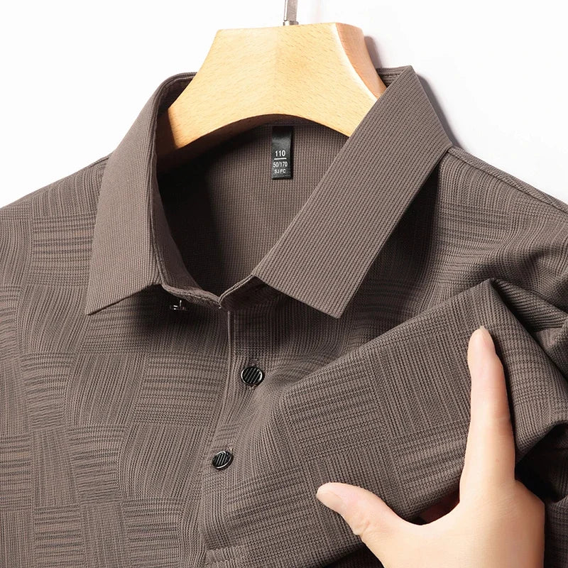 2024 Men's New Printed Business Casual Short sleeved POLO Shirt