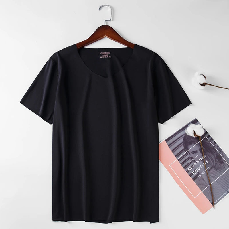 Men's Thin Short Sleeve Without Summer Solid Color T shirt Trace Slim