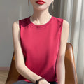 Spring And Summer 100% Cotton Round Neck Sleeveless T-shirt Women's