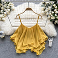 New Summer Spaghetti Straps Ruffle Sleeveless Tanks and Camis Korean