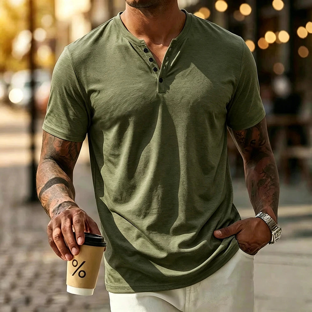 Men's Cotton T-shirt Solid Color Breathabale Lightweight Cozy Tops