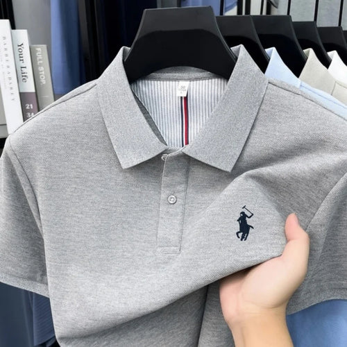 100% pure cotton 2026high-end brand men's short sleeve polo shirt