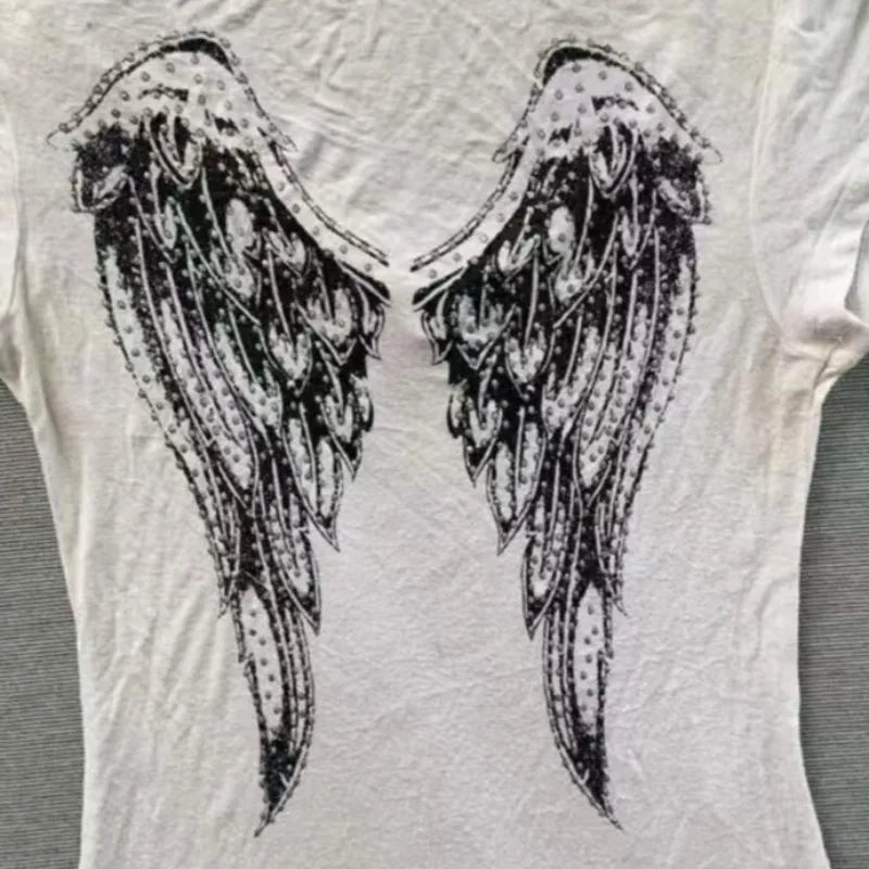 American Retro Subculture Cross Print T-shirts Harajuku Slim