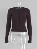 Tossy Casual Knit Cardigan Top For Women Long Sleeve Ribbed Patchwork