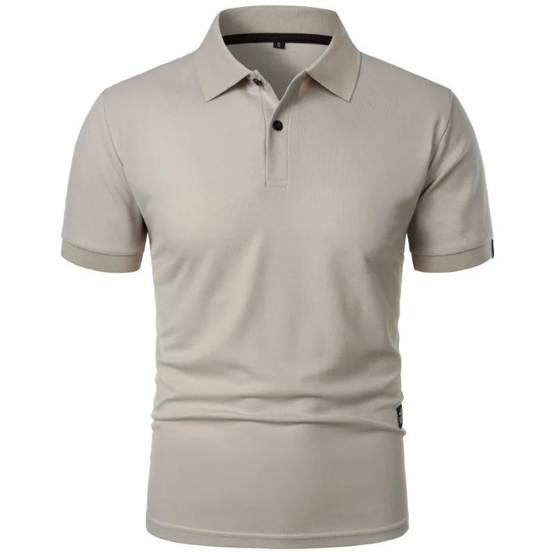 New Solid Color Polo Shirt Men's Short Sleeve Button Tshirts Lapel