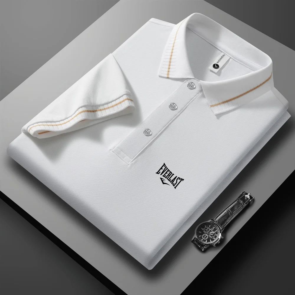 Luxury Brand Letter Embossed Short Sleeve Polo Shirt Men Summer