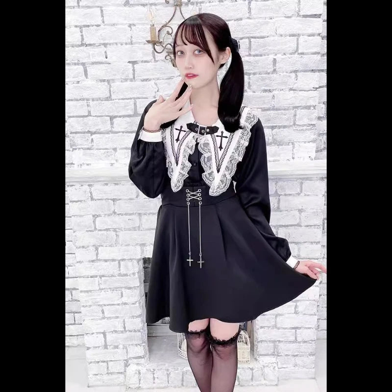 Victorian Gothic Lolita Blouses Japanese Sweet Lace Ruffles Embroidery