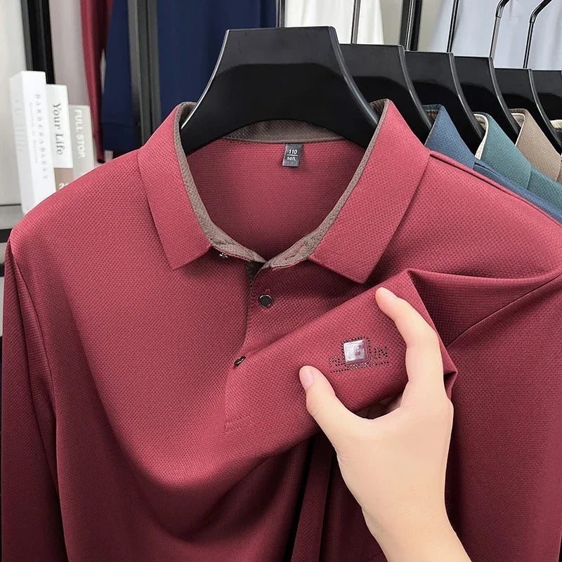 Men's 2026 Business Casual Short Sleeve Polo Shirt Solid Color with