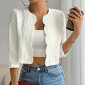 Women Spring Autumn Fashion Slim Fit Versatile Cropped Crew Neck