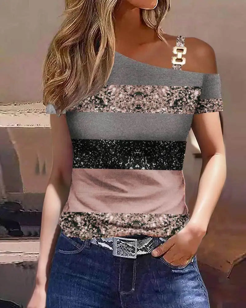Women Summer Ruffles Short Sleeve Loose T Shirt Chic Elegant Solid O