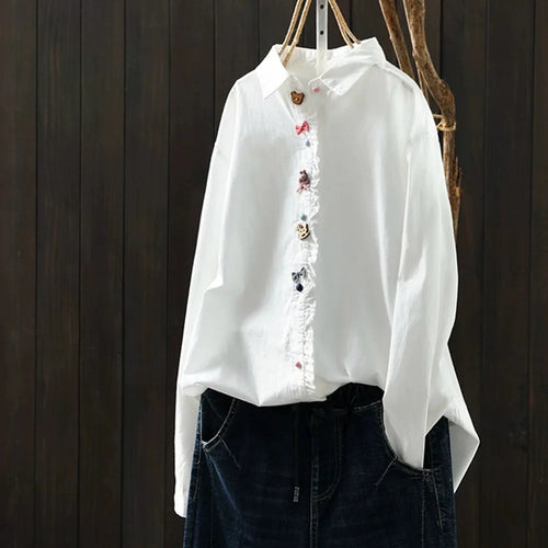 2026 Korean style clothes women spring cotton white polka dot print