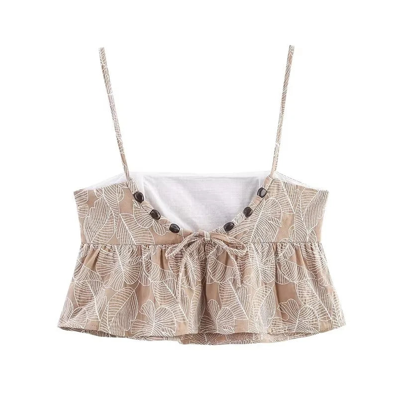 Women Two Pieces Pants Sets 2026 New Fashion Embroidery Crop Top +