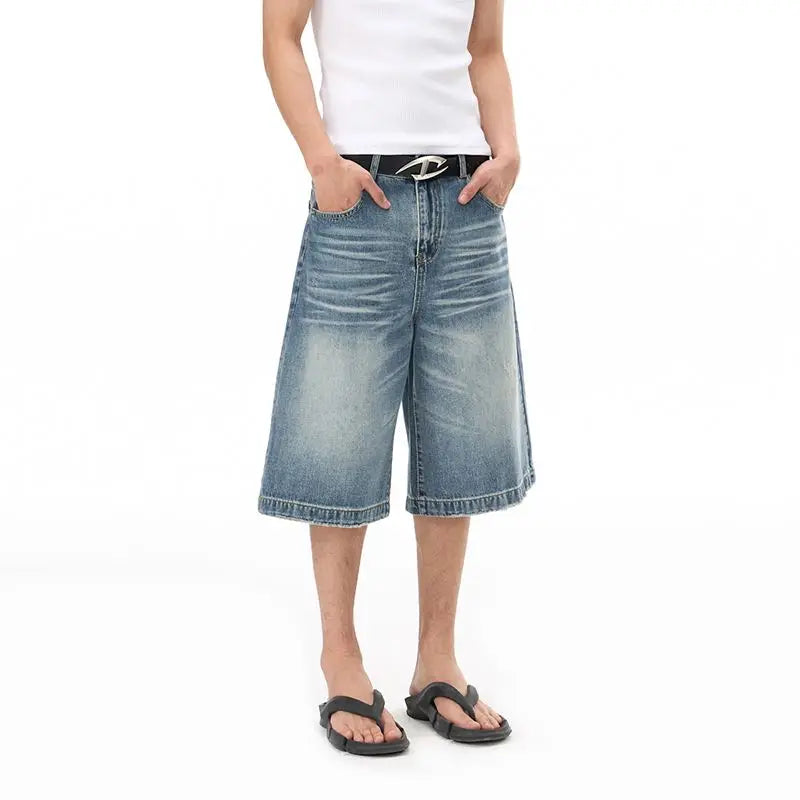 2026 New Summer Shorts Jeans Men Denim Pants Stretch American Retro