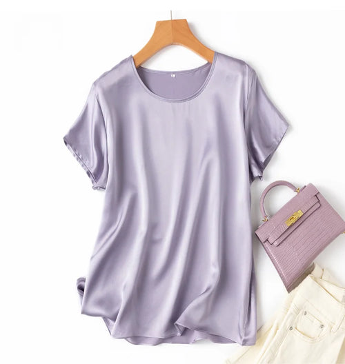 100% Mulberry Silk 19 Momme Charmeuse Silk Women Tank Top T-shirt