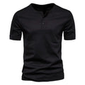 Casual Solid Color Print Men's Henley Shirt Fashion Loose Henry Collar