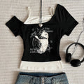Asthetische Goth Fledermaus Brief Y2K Stil zweitelige T-Shirt Kurzarm