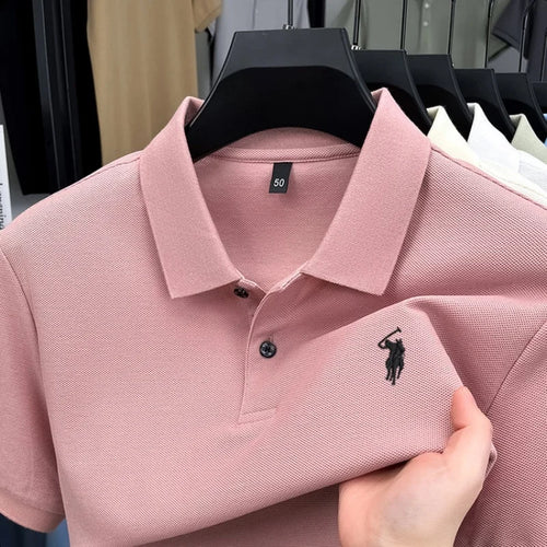 100% pure cotton high-end brand men's short sleeve polo shirt 2026