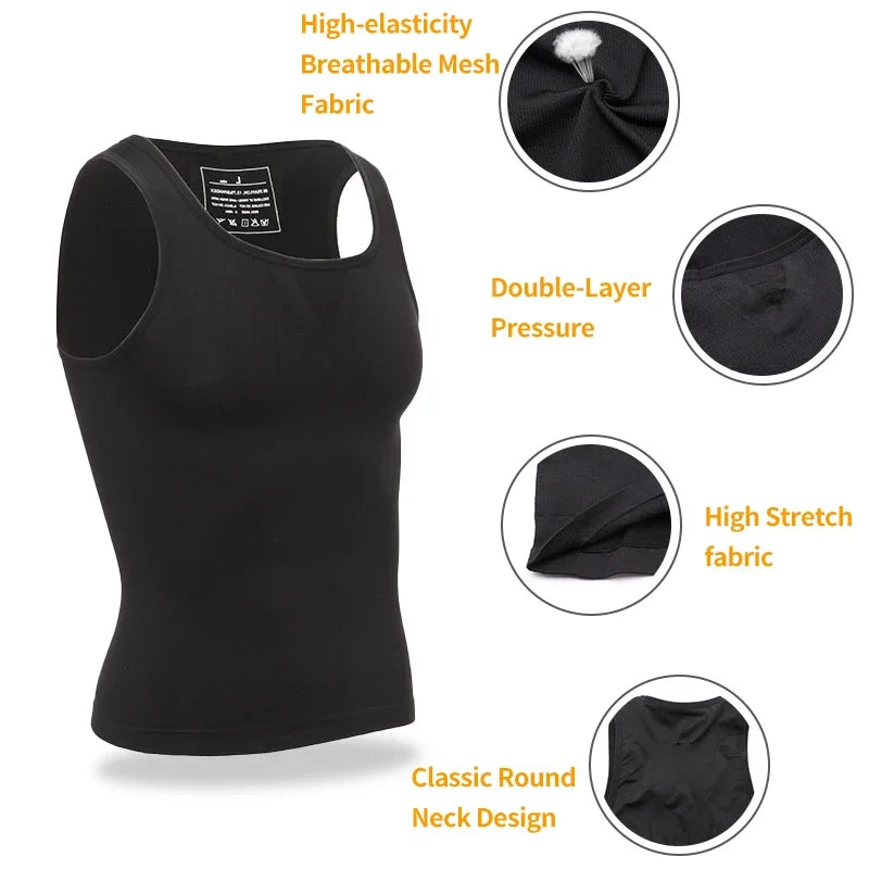 Mens Slimming Body Shaper Shapewear Abs Abdomen Compression Shirt to
