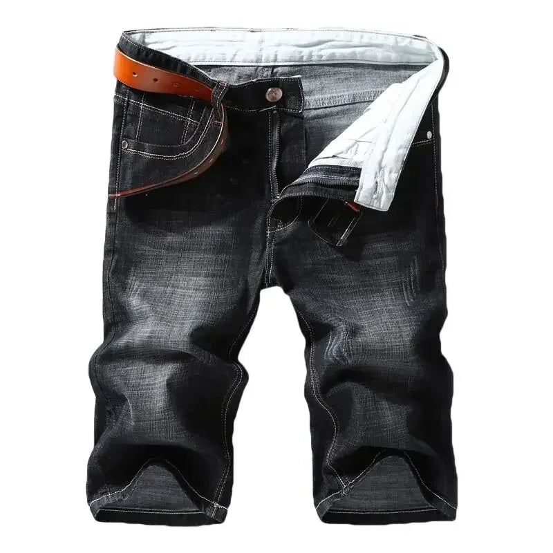 2024 Summer New Denim Shorts Black and Blue Men's Clothing Stretch