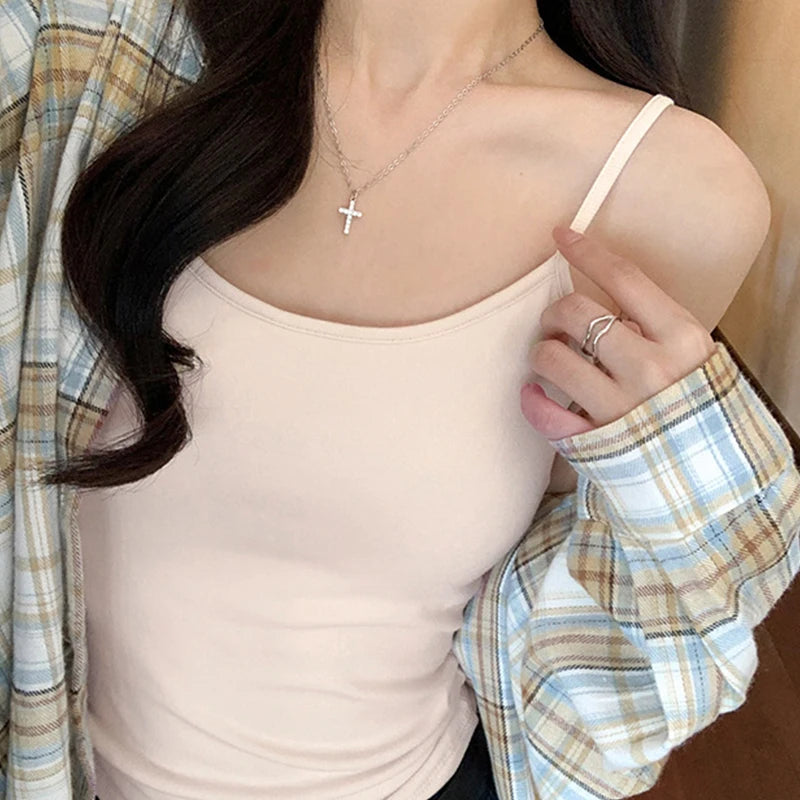 1pcs Girls Padded Bra Tank Top Women Casual Strap Top Vest Female
